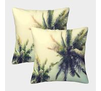 Coconut Trees-Tropical Beach Vibe Pillow Covers 2 Pack Cozy Pillowcases Art Cushion Case Zippered Decor for Couch Livingroom 50x50cm
