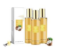 Coconut Vanilla Body Spray for Women, Vanilla Body Spray, Long-Lasting Perfumes Mist with Light Fragrance for Skin and Hair Care, Refreshing, Fruity, Natural Moisturizing Body Splash (100ml, 3PC)