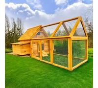 Cocoon 10002N Plus Run Chicken Coop - Large Wooden Hen House with Double Nest Box, 1.4m Detachable Run, Pull-Out Tray & 4 Perches - Ideal for 6-10 Birds