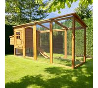 Cocoon 3000WX 8ft Chicken Coop - Wooden Hen House with Integrated Run, Pull-Out Tray, Nest Box & Secure Sliding Door - Ideal for Up to 3-4 Birds