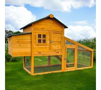 Cocoon CC2190 Chicken Coop - Compact Wooden Hen House with Integrated Run, Pull-Out Tray, Ventilation Window & Locking Arm - Ideal for 1-2 Chickens or 3-4 Bantams