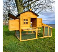 Cocoon CC3190 Raised Chicken Coop - Wide Wooden Hen House with Integrated Run, Pull-Out Tray, Ventilation Window & Sliding Door - Ideal for 2-3 Birds or 4-5 Bantams