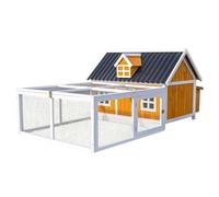 COCOON CHICKEN HOUSE AND CHICKEN RUN WITH ECO PLASTIC EASY WIPE LOW MAINTENANCE ROOFS