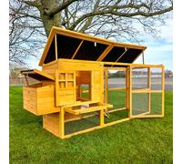 Cocoon ECO 2500 Chicken Coop - 8ft Raised Wooden Hen House with Covered Run, Rot-Proof Plastic Roofs, Pull-Out Tray & Rear Ventilation - Ideal for 4-5 Birds