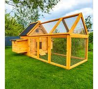 Cocoon ECO 600-2N Chicken Coop with 1.4m Run - Wooden Hen House with Rot-Proof Plastic Roof, Pull-Out Tray, Nest Box & Perches - Ideal for 4-6 Birds