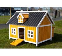 Cocoon ECO Barn Chicken Coop - Large Wooden Hen House with Secure Internal Nesting Areas, Pull-Out Tray, Opening Roof & Rot-Proof Plastic Roof - Ideal for 5-7 Birds