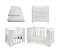 Cocoon Evoluer 4in1 Cotbed + Change Area Dresser + Mattresses, White / Grey