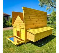 Cocoon Nelly XXL Chicken Coop - Extra Large Wooden Hen House with 4-Bay Nest Box, Pull-Out Tray, Opening Roofs & Fox-Resistant Locks - Ideal for 12 to 15 Birds