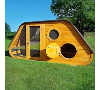 Cocoon Noah’s Ark Chicken Coop - Curved Wooden Hen House with Night Shutter & Removable Rubber Floor - Ideal for Up to 4 Medium Birds or 6 Bantams