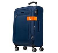 COCOONO Monterrey 360° Rotating Case - TSA Combination Lock, Telescopic Rod, Zip Expansion Fold, 8 Wheels, Address Field, blue, L, Modern, elegant style, durable materials, functional design