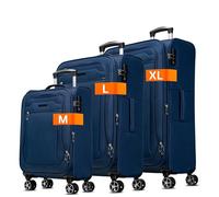 COCOONO Monterrey 360° Rotating Case - TSA Combination Lock, Telescopic Rod, Zip Expansion Fold, 8 Wheels, Address Field, blue, Set, Modern, elegant style, durable materials, functional design