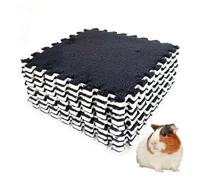 cocoontail 10-Pack Splicable Pet Cage Mats, Waterproof EVA & Fleece Floor Pads for Rabbits/Guinea Pigs(Black,10 pcs)