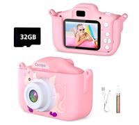 Cocopa Kids Camera Digital Camera for 3-12 Year Old Girls,1080P HD Video Camera for Kids with 32GB SD Card/2 Inch IPS Screen, Birthday Christmas Toy Gifts for 3 4 5 6 7 Year Old Girls (Pink)