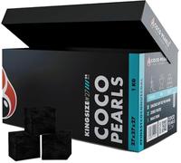 COCOPEARLS Shisha Coal, 100% Natural Coconut Charcoal, Smoke Time up to 90 Mins, No Flavor - Less Ashes Shisha Charcoal, Ideal for Hookah, BBQ, & Grill, Eco-Friendly, 54 Pcs - 27mm, 1 Kg, King Size 27