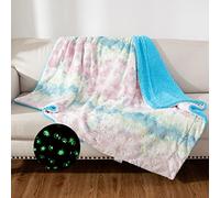 COCOPLAY W Glow in The Dark Animal Paws Blanket, Super Soft Fuzzy Lightweight Luxurious Cozy Warm Fluffy Plush Sherpa Multicolor Microfiber Blanket for Bed Couch Living Room