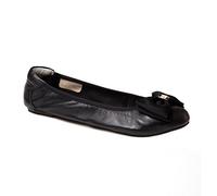 Cocorose Foldable Shoes - Buckingham Ladies Leather Ballet Pumps - Black - Size 8