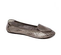 Cocorose Foldable Shoes - Clapham Ladies Leather Ballet Pumps - Pewter Silver - Size 7