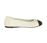 Cocorose Foldable Shoes - Harrow Leather Ballerinas - White with Black Cap -Size UK5