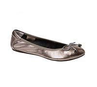 Cocorose Foldable Shoes - Sandringham Ladies Leather Ballet Pumps - Silver - Size 8