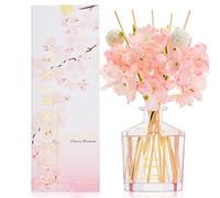 COCORRÍNA Cherry Blossom Home Fragrance Diffuser, 250ml with 8 Perfume Diffuser Sticks, Fragrance Diffuser Sticks, Reed Diffuser for Bathroom Shelf Decoration