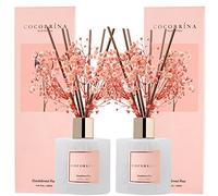 Cocorrína Premium Reed Diffuser Set with Preserved Baby's Breath & Cotton Stick Sandalwood Rose 2 Packs, 6.7oz Scent Fragrance Oil Diffuser for Bedroom Bathroom Home Décor
