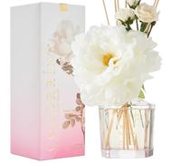 COCORRÍNA Reed Diffuser - Peony Garden 8.5oz Floral, Dewy, & Earthy Home Fragrance with 8 Sticks, Glass & Ceramic Material, White Color