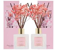Cocorrína Reed Diffuser Set, Cherry Blossom 200ml*2 Packs Scented Diffuser with Sticks Home Fragrance for Bedroom Bathroom Living Room, Home & Office Decor