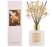 COCORRÍNA Reed Diffuser with 8 Sticks, 200ml Moroccan Amber Scented Diffuser, Home Fragrance for Bedroom Bathroom Living Room, Home & Office Decor