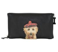 Cocos Dog Design Double Glasses Case with Back Pocket, Leather, 19 x 11 cm, Maltipoo cavapoo Cockapoo with Tartan Hat for 2 pairs of glasses (Black)