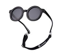COCOSAND Baby Sunglasses with Strap Polarized UV Protection Flexible Frame with Soft Silicone Nose Pads for Toddler Infant Kids Girl Boy 0-24 Months, Black with Grey Lens
