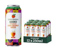 COCOSSA Sparkling King Coconut Water | Natural | No Added Sugar | Preservative-Free | 12 x 250ml Cans | From Sri Lanka | Packed with Natural Electrolytes