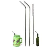 CocoStraw 2 Jumbo 14" Stainless Steel Straws 100 oz Huge Super Long Drinking Wide Compatible with Whirley Insulated Travel Mug Foam Truck Stop Cups