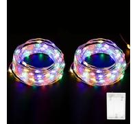 COCOSY 2 Pieces 10M 100 LEDs Christmas Tree Lights Battery Powered, Xmas String Lights, Waterproof with 8 Modes & Timer, Christmas Decorations for Gardens Balconies Bedrooms Gazebos-Multicolor