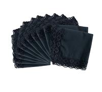 CoCoUSM Ladies Handkerchiefs with Lace Pure Cotton Womens Hankies, White, 3 PCS