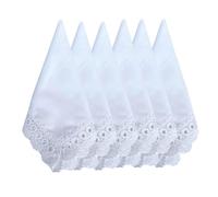 COCOUSM New Ladies White Cotton Handkerchiefs Crochet Lace Hanky -30cm, F2-6pcs, One Size