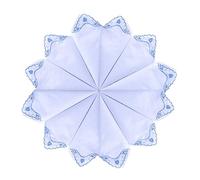 CoCoUSM Womens Handkerchiefs Lace Embroidered Cotton Handkerchiefs Bulk, Zw-bule Heart, 12 pcs