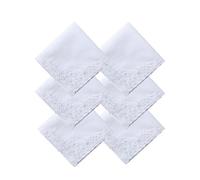 COCOUSM Womens Large Soft White Embroidered Handkerchiefs - 60s Cotton Square 17" - White -