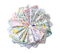 CoCoUSM Womens Vintage Floral Handkerchiefs Fabric Cotton Hankies, Zw-bb, 5pcs