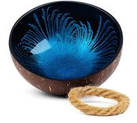 Cocovibes Buddha Bowl | Decorative Coconut Shell Bowl Painted Handmade and Eco Friendly - Blue