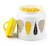 COCOYA 10cup/85oz Large Ceramics Jar with Lid,Big Dry Food Storage Canister Container Porcelain Kitchen Countertop Pantry Farmhouse Round Heavy Store Candy Bean Flour Snacks Cookie Cereal (Yellow)