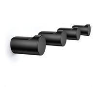 COCOYA 4Pack Metal Wall Hooks, Minimalist Coat Hooks Matte Black Simple Modern Easy Install Wall Mount Heavy Duty Aluminum Mid Century Entryway Bathroom, for Hanging Hat Purses Robe Clothes Backpack