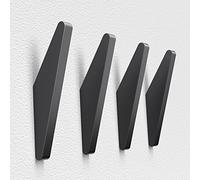 COCOYA 4Pack Metal Wall Hooks, Minimalist Coat Hooks Matte Black Simple Modern Easy Install Wall Mount Heavy Duty Aluminum Mid Century Entryway Bathroom, for Hanging Hat Purses Backpack Towel