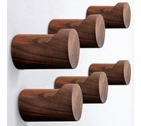 COCOYA Natural Wood Wall Hooks, 6Pack Minimalist Hat Hanger Easy Install Wall Mount Wooden Peg Knob Walnut Cute Simple Modern Small Room Decor, for Hanging Coat Towel Cap Bag Purses Jacket Backpack