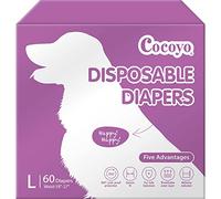 COCOYO Disposable Dog Diapers Female, Doggie Diapers Female,Puppy Diapers Female, Super Absorbent, Breathable, Wetness Indicator (Large, 60)
