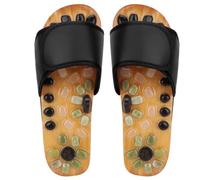 COCOYUEMA Stone Massage Slippers, for Men and Women, Foot Massage Sandals with Cobblestones, Acupressure Insoles, Durable PU Leather and EVA Sole, Two Color Options (Black 39)