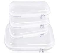 COCPOK 4PCS Clear Hard Shell Zipper Cases, Plastic Cosmetic Bag with Zipper, Double Zippers Hard Pouch, Waterproof Plastic Organizer Pouches for Travel Organizer Makeup Storage Office Supplies, 2 Size
