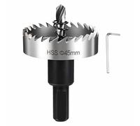CoCud 1-3/4" (45mm) Hole Saw, 4241 High Speed Steel Hex Shank How Cutter - Cutting Tool for Thin Soft Metal Gypsum Board Plywood.Silver Tone