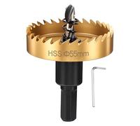 CoCud 2-11/64" (55mm) Hole Saw, 4241 High Speed Steel Hex Shank How Cutter - Cutting Tool for Thin Soft Metal Gypsum Board Plywood.Gold Tone