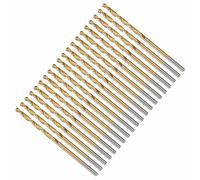 CoCud 2.4mm Drill Bit, 3/32" Cutting Diameter, 4341 HSS Jobber Bits TiN Coated 118° Cutting Angle - (Applications: for Drilling Soft Metal Plastic Wood), 20-Pieces