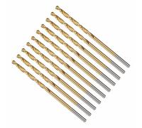 CoCud 2.4mm Drill Bit, 3/32" Cutting Diameter, 4341 HSS Jobber Bits TiN Coated 118° Cutting Angle - (Applications: for Drilling Soft Metal Plastic Wood), 10-Pieces
